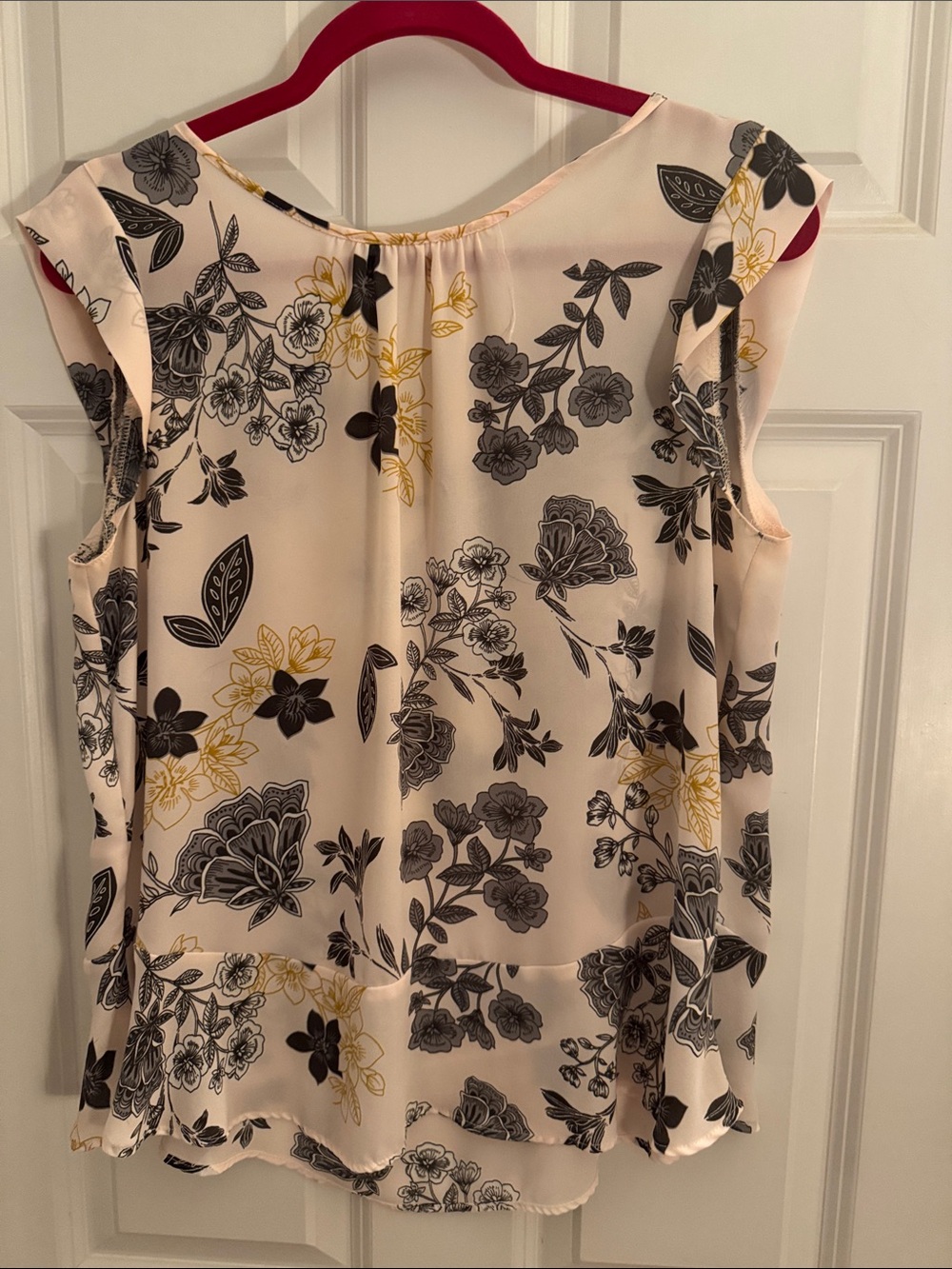 LOFT Cream Camisole with Black & Yellow Floral Print